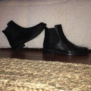 Black leather ankle boot